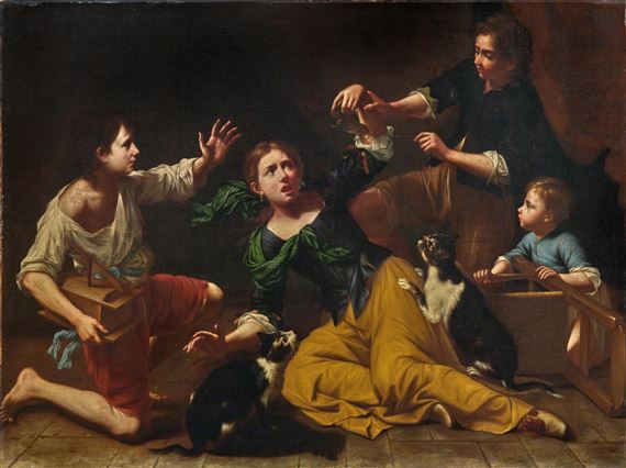 Children playing with cats and a mouse by Master of the Armenti