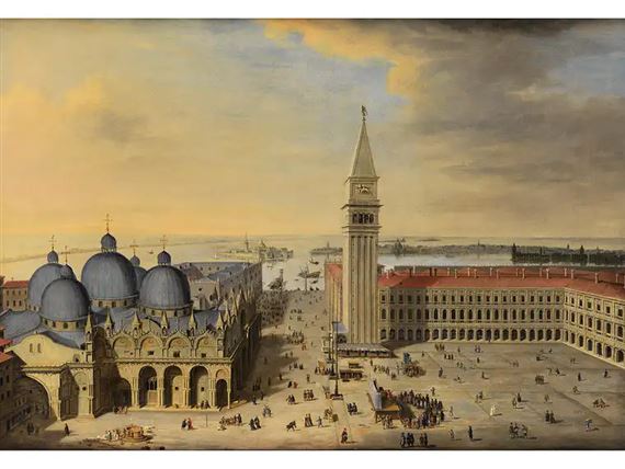 VIEW OF SAINT MARK’S SQUARE, THE BASILICA DI SAN MARCO AND THE CAMPANILE by Antonio Joli de Dipi