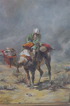 Arabian scene with figure and a camel - A. Kuziks