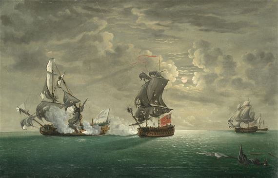 The Capture of the Foudroyant by HMS Monmouth , 28 February 1758 by Francis Swaine