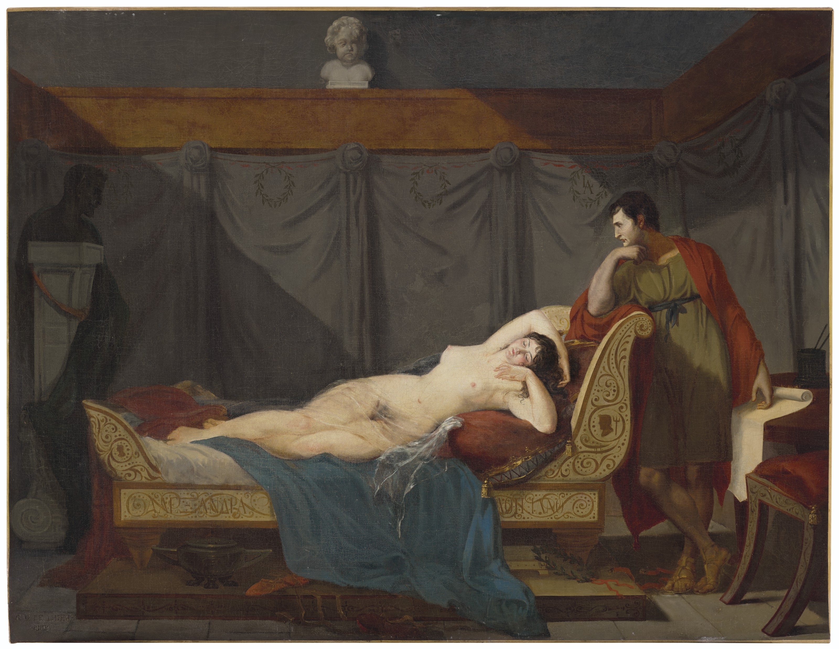 Artwork by Guillaume Guillon-Lethière, Lucien Bonaparte, in antique dress, contemplating his mistress, Alexandrine de Bleschamp Jouberton, Made of oil on canvas