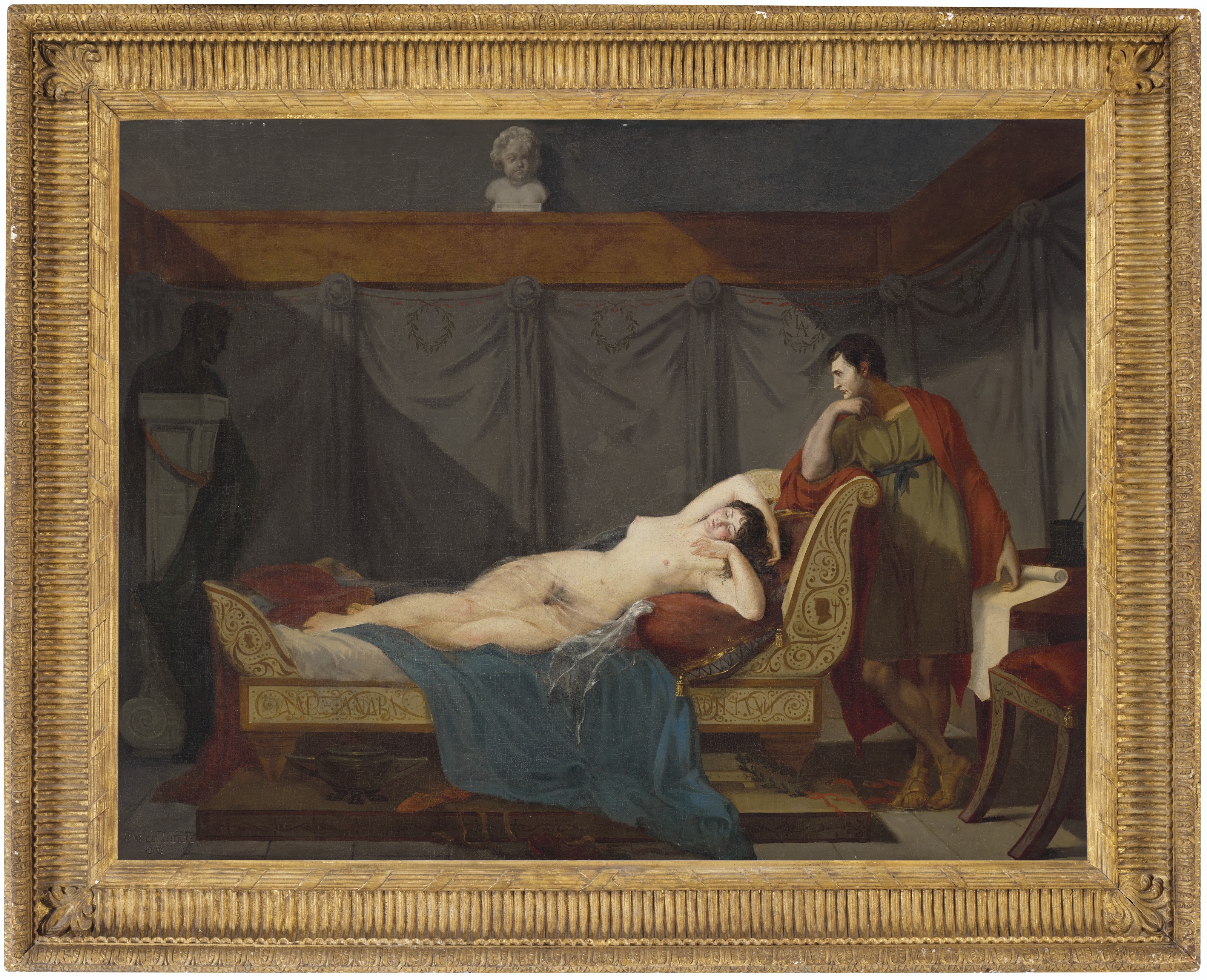 Artwork by Guillaume Guillon-Lethière, Lucien Bonaparte, in antique dress, contemplating his mistress, Alexandrine de Bleschamp Jouberton, Made of oil on canvas
