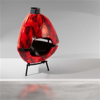 Camino con struttura in metallo e ceramica smaltata - Stil Keramos