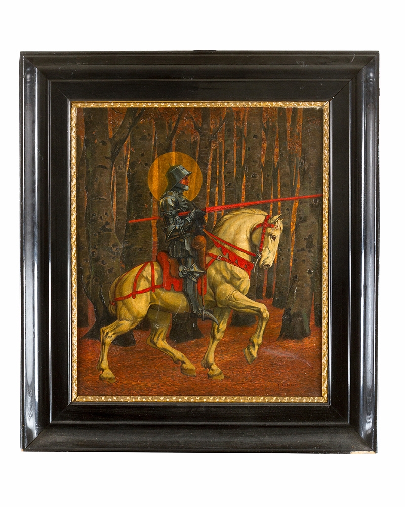 Artwork by Symbolism School, The holy knight, Made of Oil on canvas