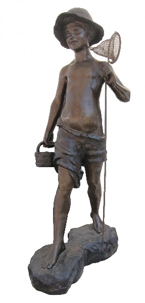 Artwork by Giovanni De Martino, Boy with fishing net, Made of Bronze