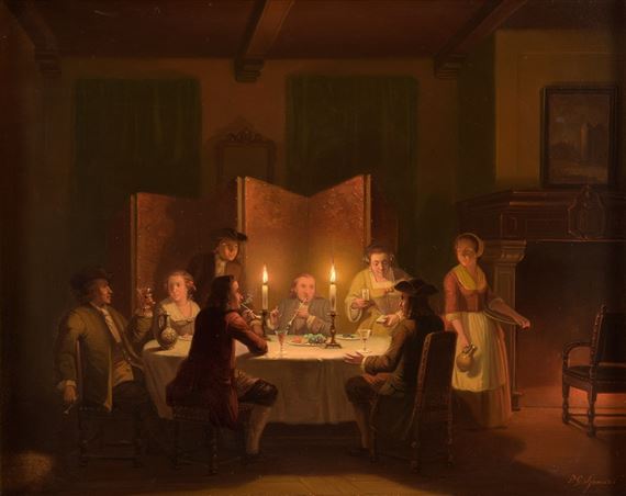 Abendliche Tischgesellschaft by Pieter Geerard Sjamaar