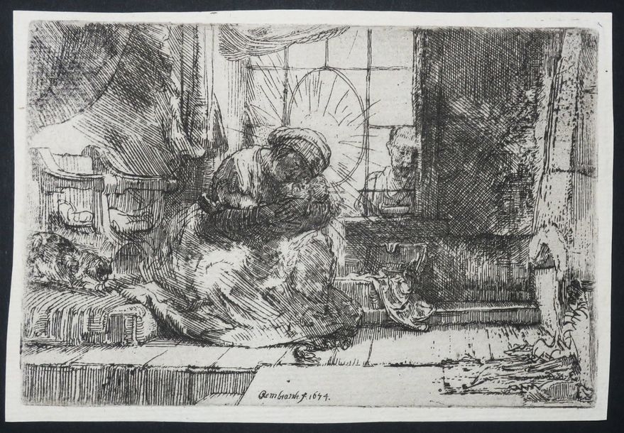 Rembrandt van Rijn La Sainte Famille au chat (1654) MutualArt