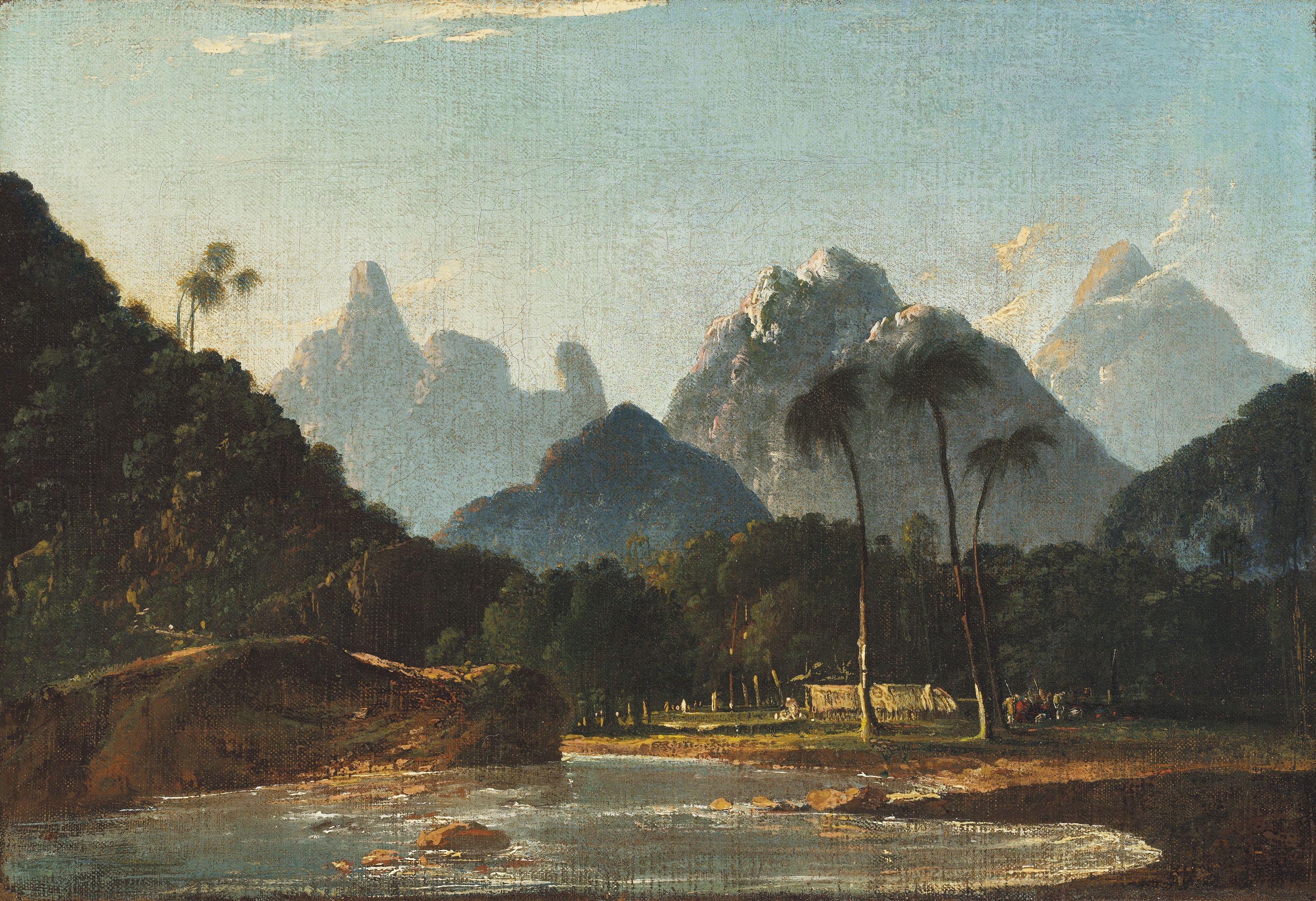 Artwork by William Hodges, A View of Vaitepiha Bay, Tahiti (Tautira Valley from Tautira Bay), Made of oil on canvas