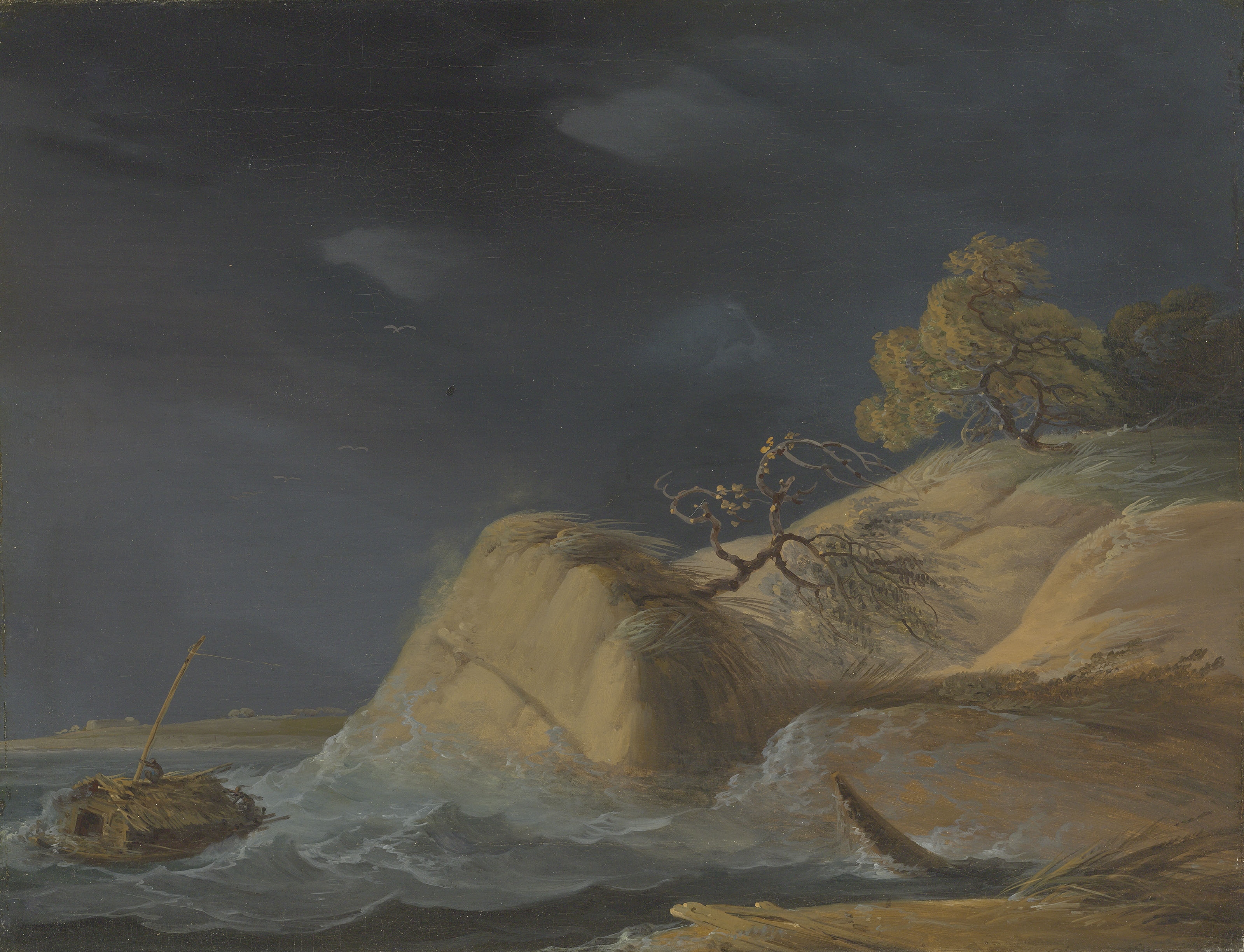 A storm on the Ganges, with a Bengal country boat in a swell by William Hodges