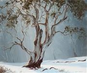 Artwork by Kevin John Best, Morning Light at Adaminaby, Made of oil on board