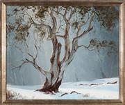 Artwork by Kevin John Best, Morning Light at Adaminaby, Made of oil on board