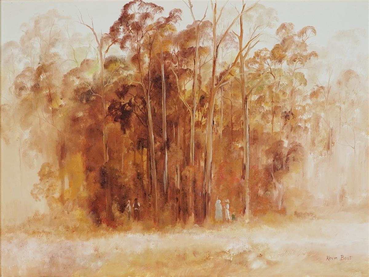 Artwork by Kevin John Best, Exploring the Land, Made of oil on board