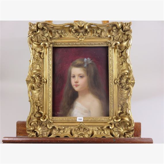 Portrait de jeune fille au ruban bleu by Edouard Alexandre Sain