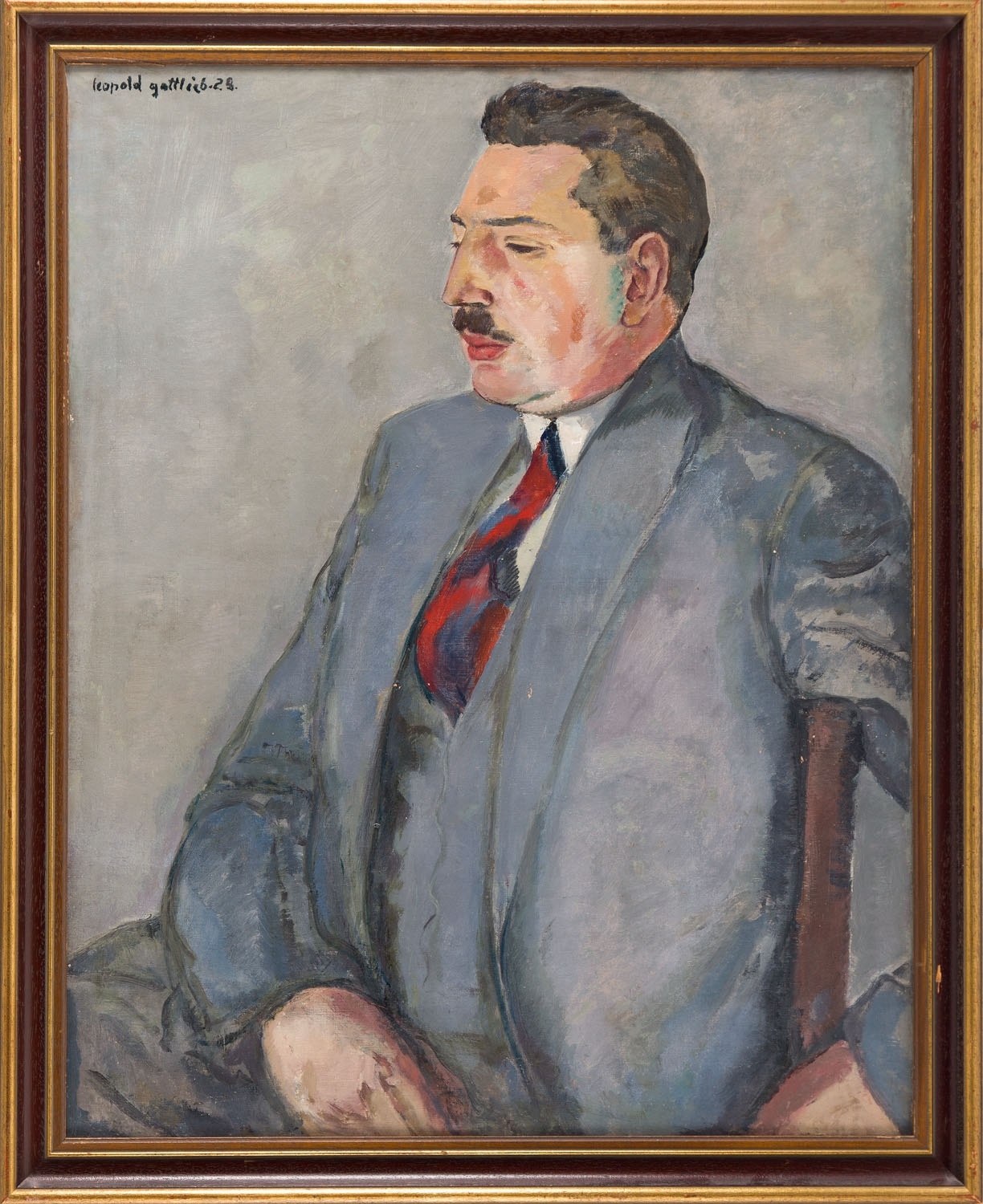 Artwork by Leopold Gottlieb, Portret Ericha Cohna, Made of oil/canvas