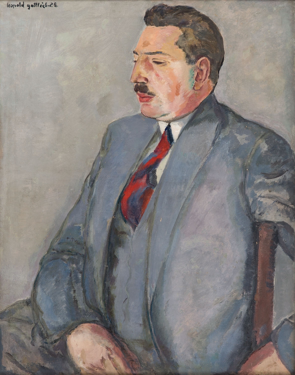 Artwork by Leopold Gottlieb, Portret Ericha Cohna, Made of oil/canvas