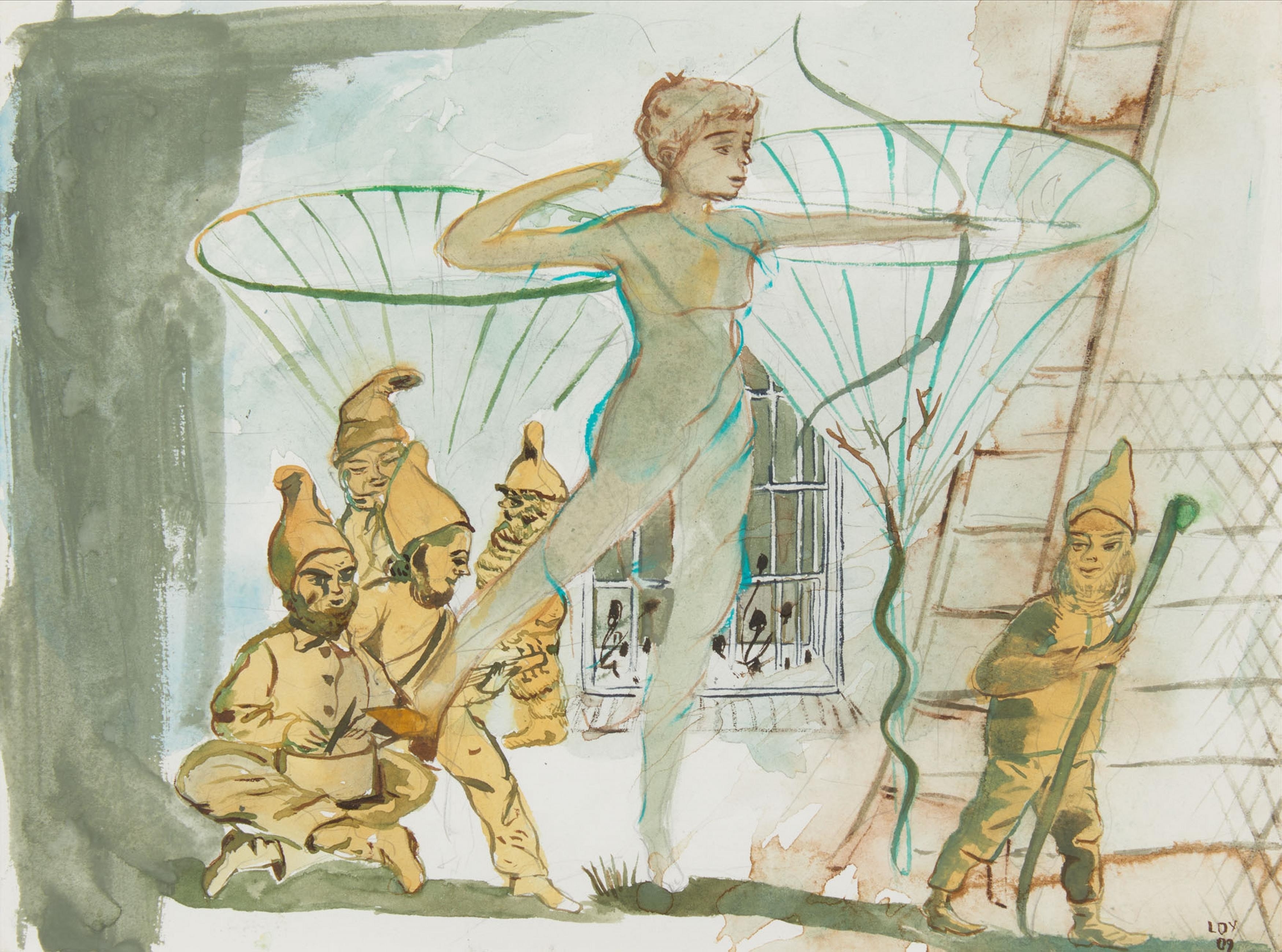 Artwork by Rosa Loy, Neumond, Made of Watercolour and casein on paper