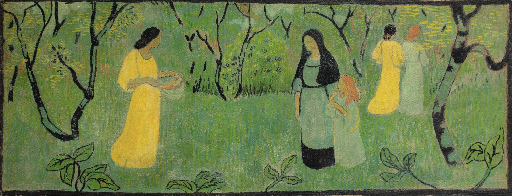 Artwork by Paul Sérusier, PROMENADE DU DIMANCHE (ROBES JAUNES), Made of tempera on canvas