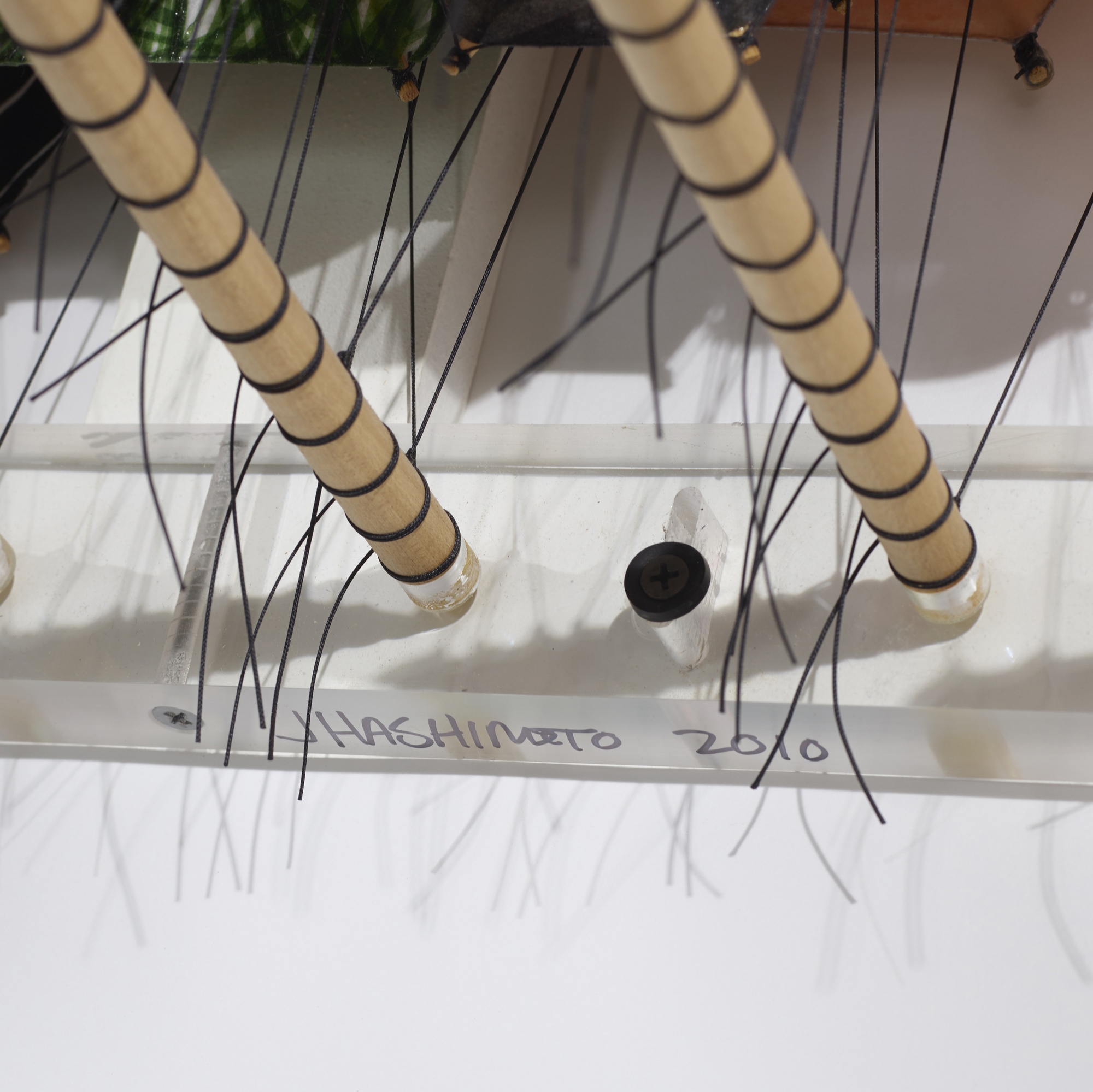 Artwork by Jacob Hashimoto, History of the Moon, Made of wood, acrylic, vellum, string, paper