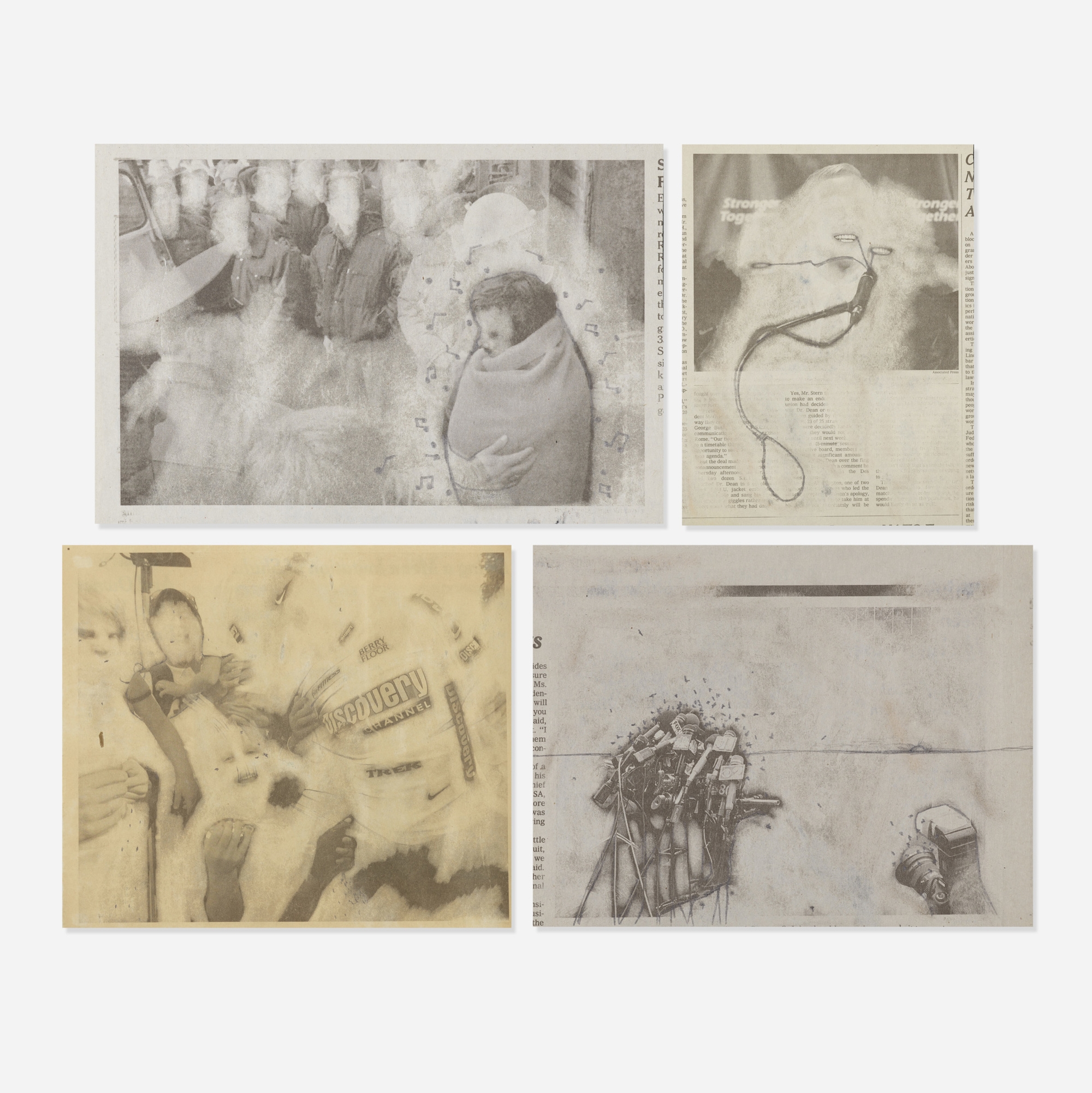 Artwork by Christian Holstad, collection of four works, Made of graphite on newsprint