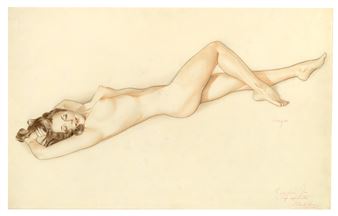 Alberto Vargas | Lounging Nude (1943) | MutualArt