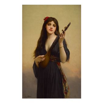 WOMAN PLAYING A LUTE - Jules-Joseph Lefebvre
