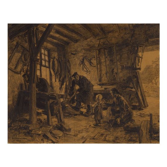 LE CHARRON by Léon-Augustin L'Hermitte, dated  1883