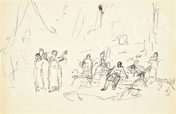 Mihály Munkácsy’s First Sketch to the Hungarian Conquest by Mihaly Munkacsy, 1880