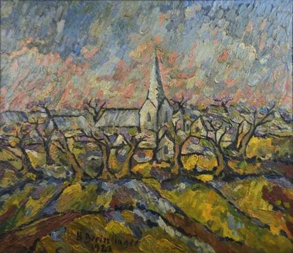 Dorf in Landschaft by Hans Breinlinger, 1921