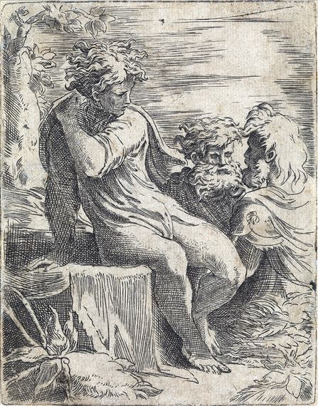 A Young Man Seated with Two Old Men by Parmigianino, circa 1528