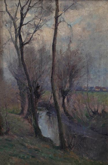 Henry Rul | Landscape with farmer at work | MutualArt