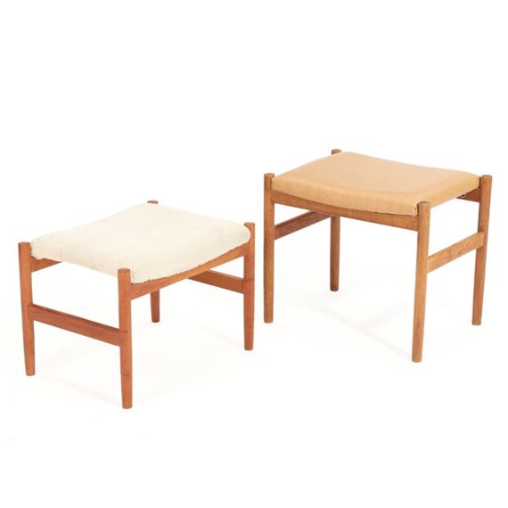 Two stools with teak and oak frame by Spøttrup Møbelfabrik