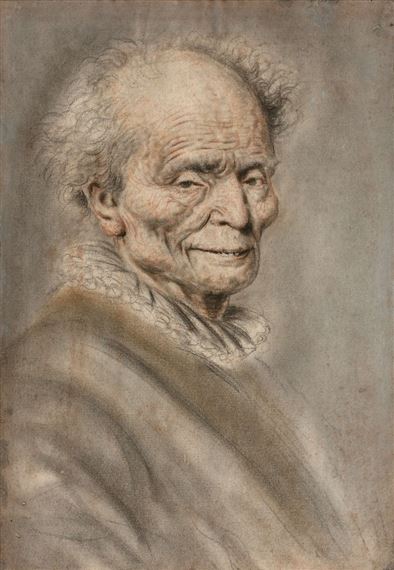 Portrait d'homme âgé de trois quarts au crâne dégarni