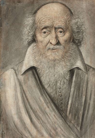 Portrait d'homme âgé de face portant une barbe et un fin bonnet by Nicolas Lagneau