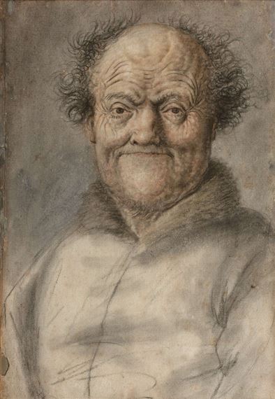 Portrait d'homme de face au col de fourrure