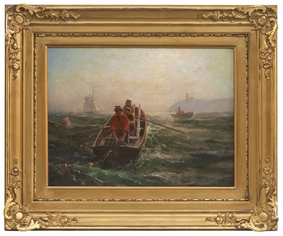 Fishermen in a dory by Lemuel D. Eldred
