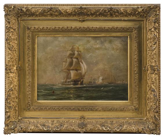 Whaleship and other vessels off the coast by Lemuel D. Eldred
