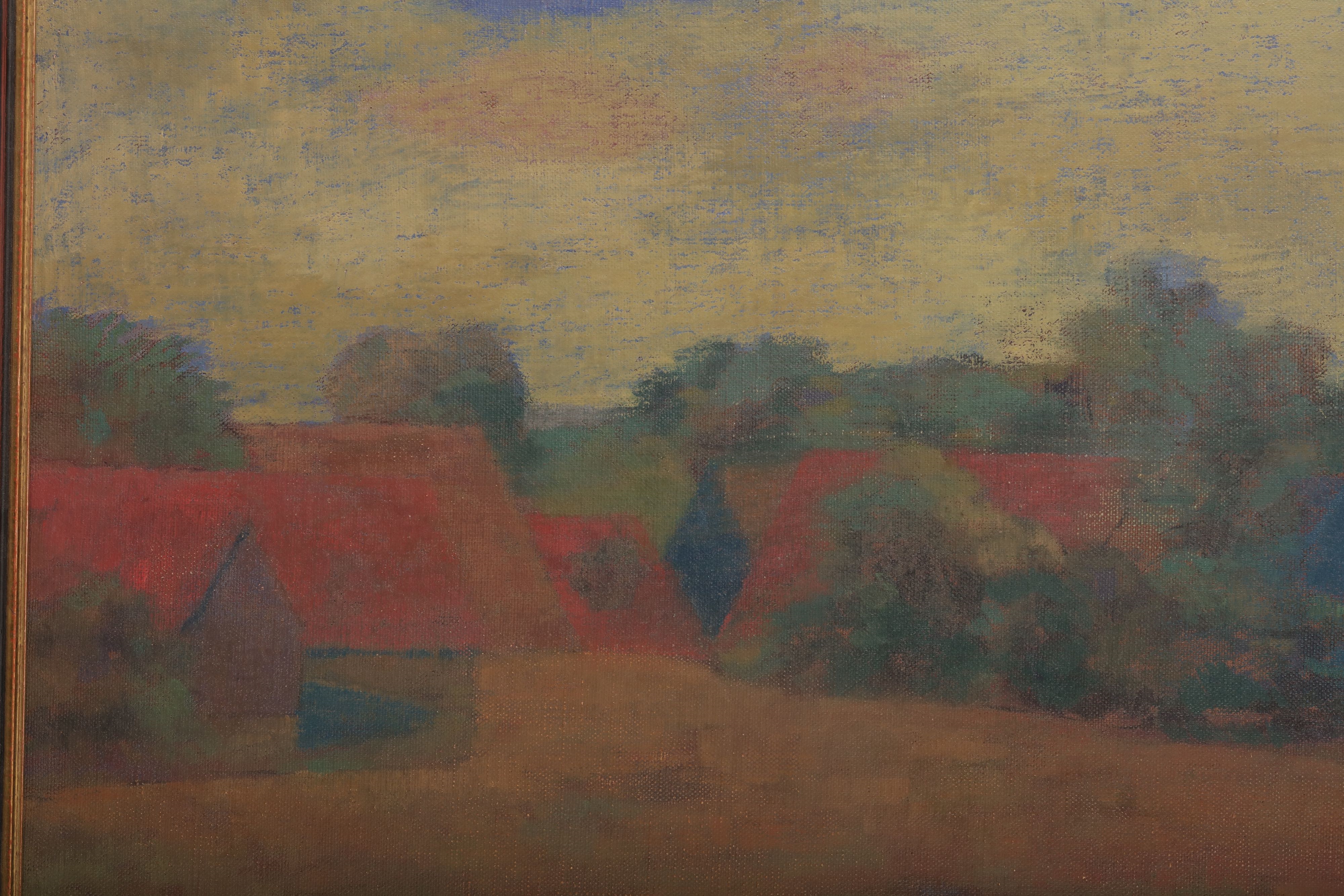Artwork by Peter Häring, Barns in a wooded landscape, Made of Oil on canvas