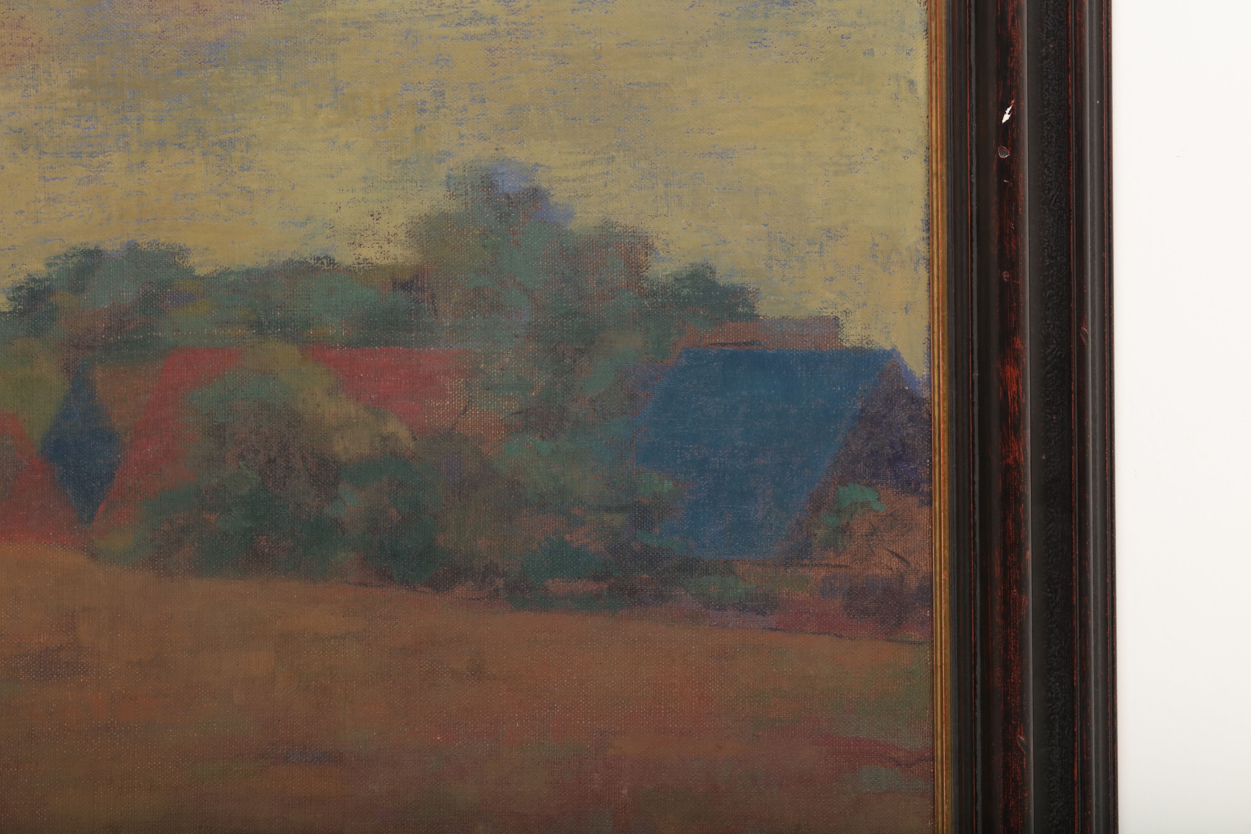 Artwork by Peter Häring, Barns in a wooded landscape, Made of Oil on canvas