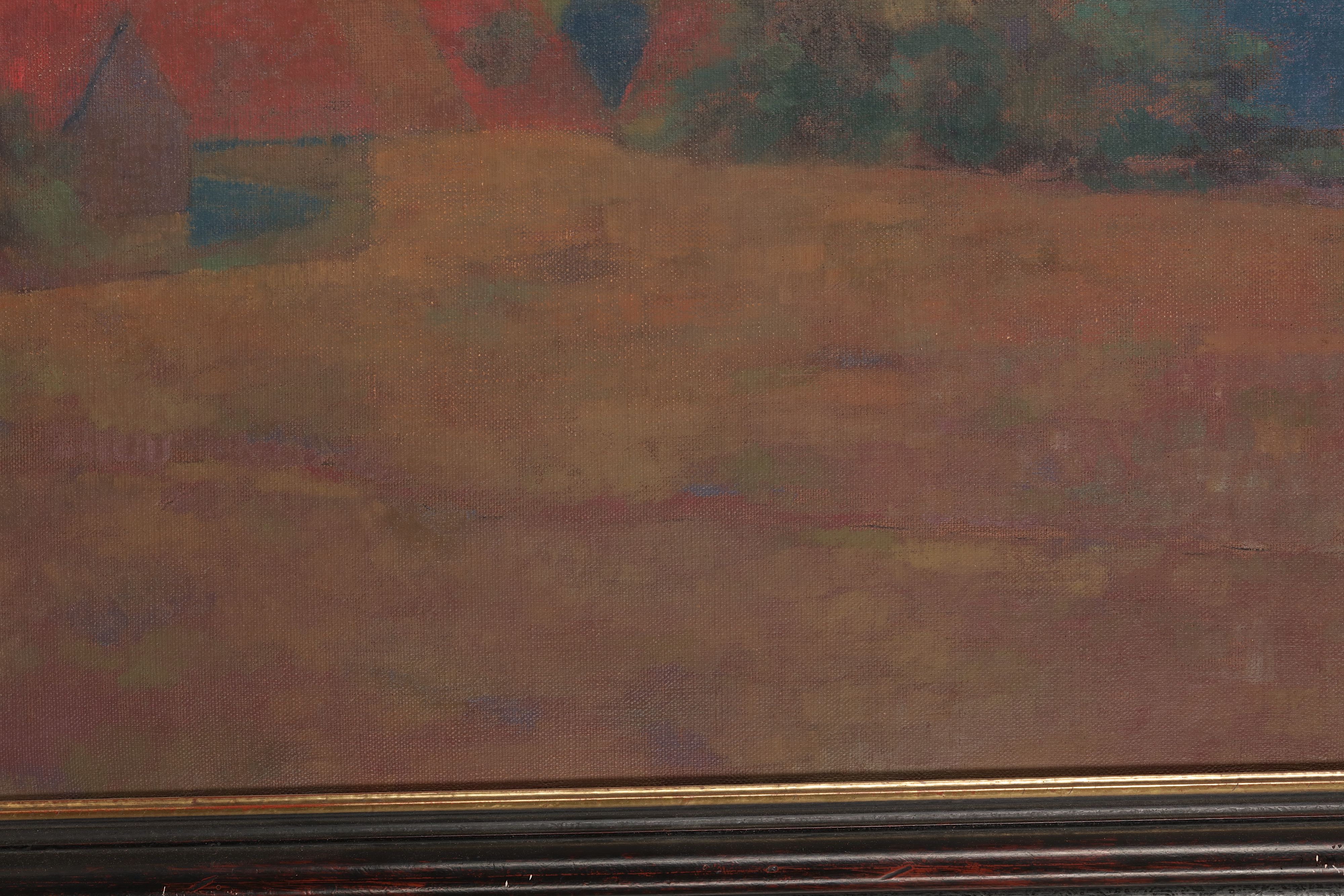 Artwork by Peter Häring, Barns in a wooded landscape, Made of Oil on canvas