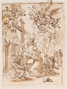 Christ bending down from the cross to embrace Saint Bernhard - Giovanni Odazzi