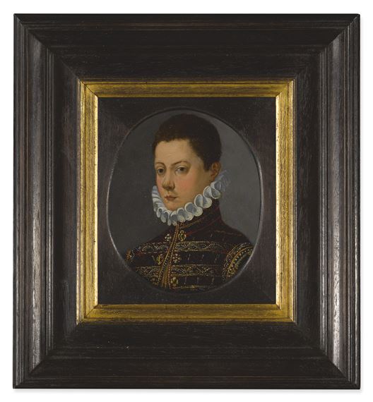 Giovanni Maria Butteri | PORTRAIT OF A BOY IN A BURGUNDY COAT AND WHITE ...