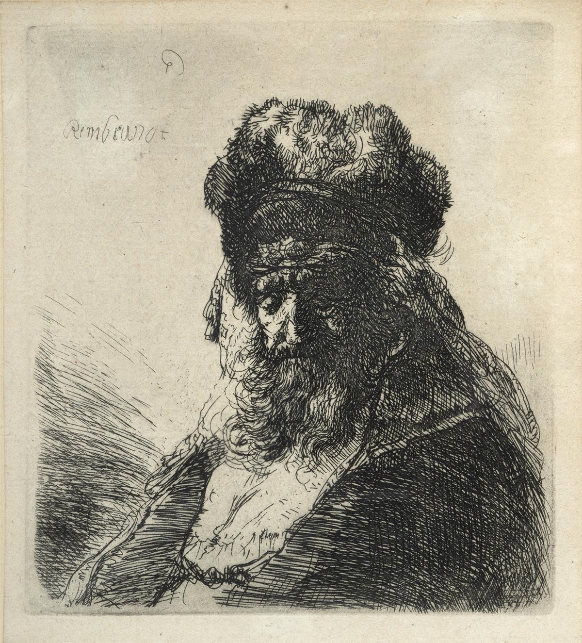 Rembrandt van Rijn | Old Bearded Man in a High Fur Cap (Circa 1635 ...