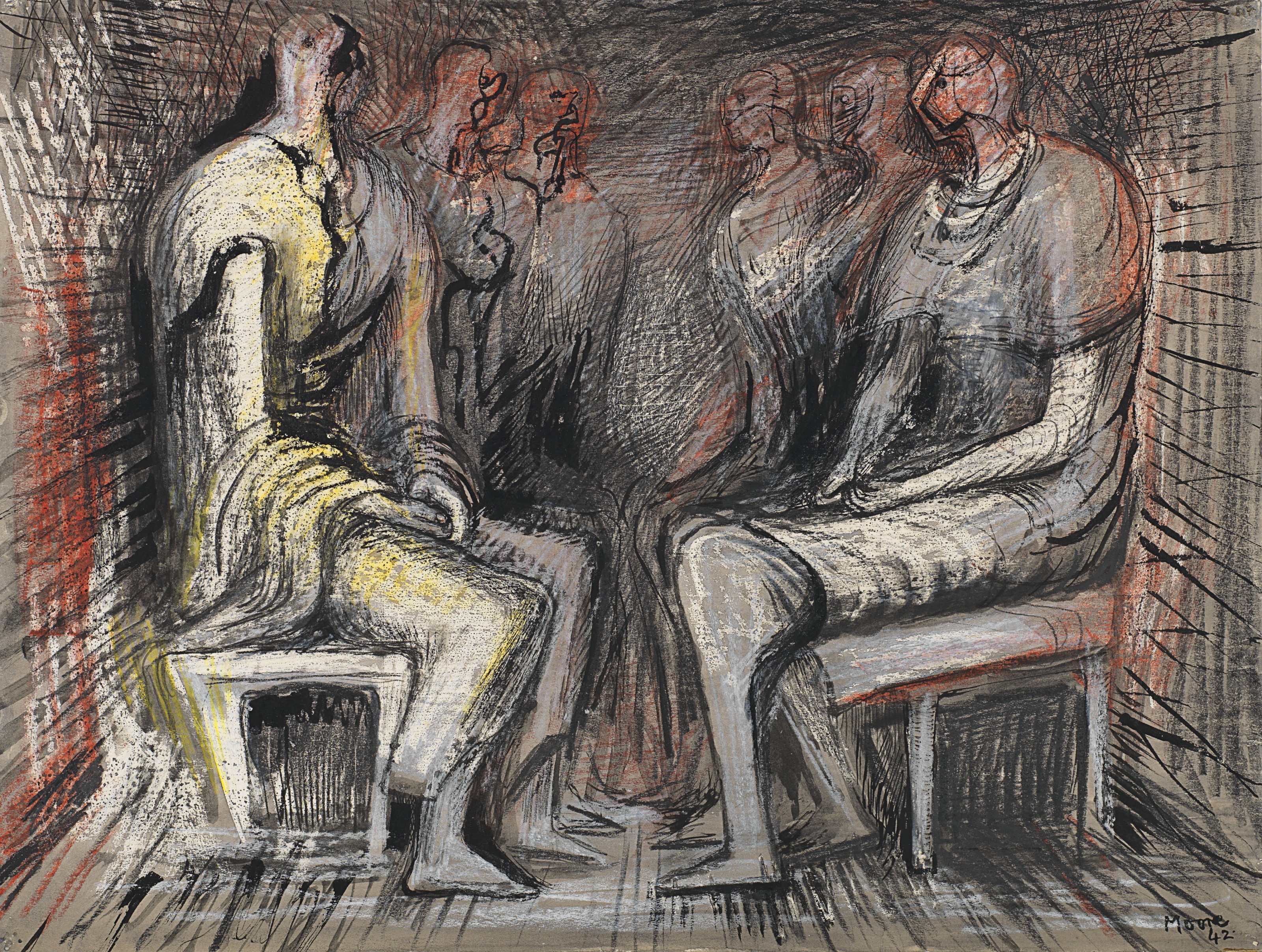 Henry Moore | Seated Figures (1942) | MutualArt