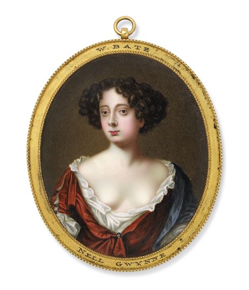Nell Gwyn (1650-1687), in low-cut dress by William Bate
