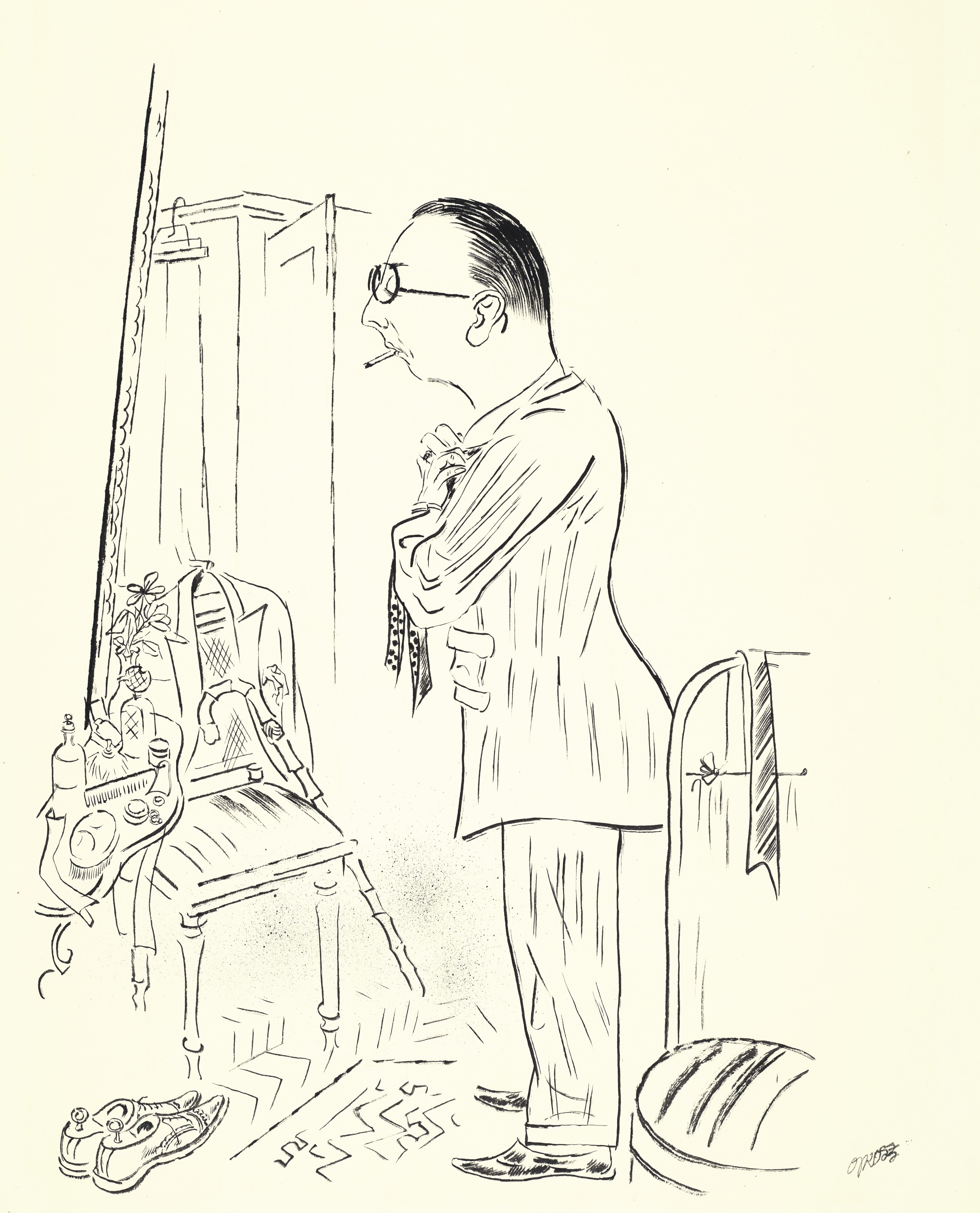 Artwork by George Grosz, Sich pflegen, bringt Segen! (F. Sch. Gewidmet), Made of brush and India ink over pencil on paper