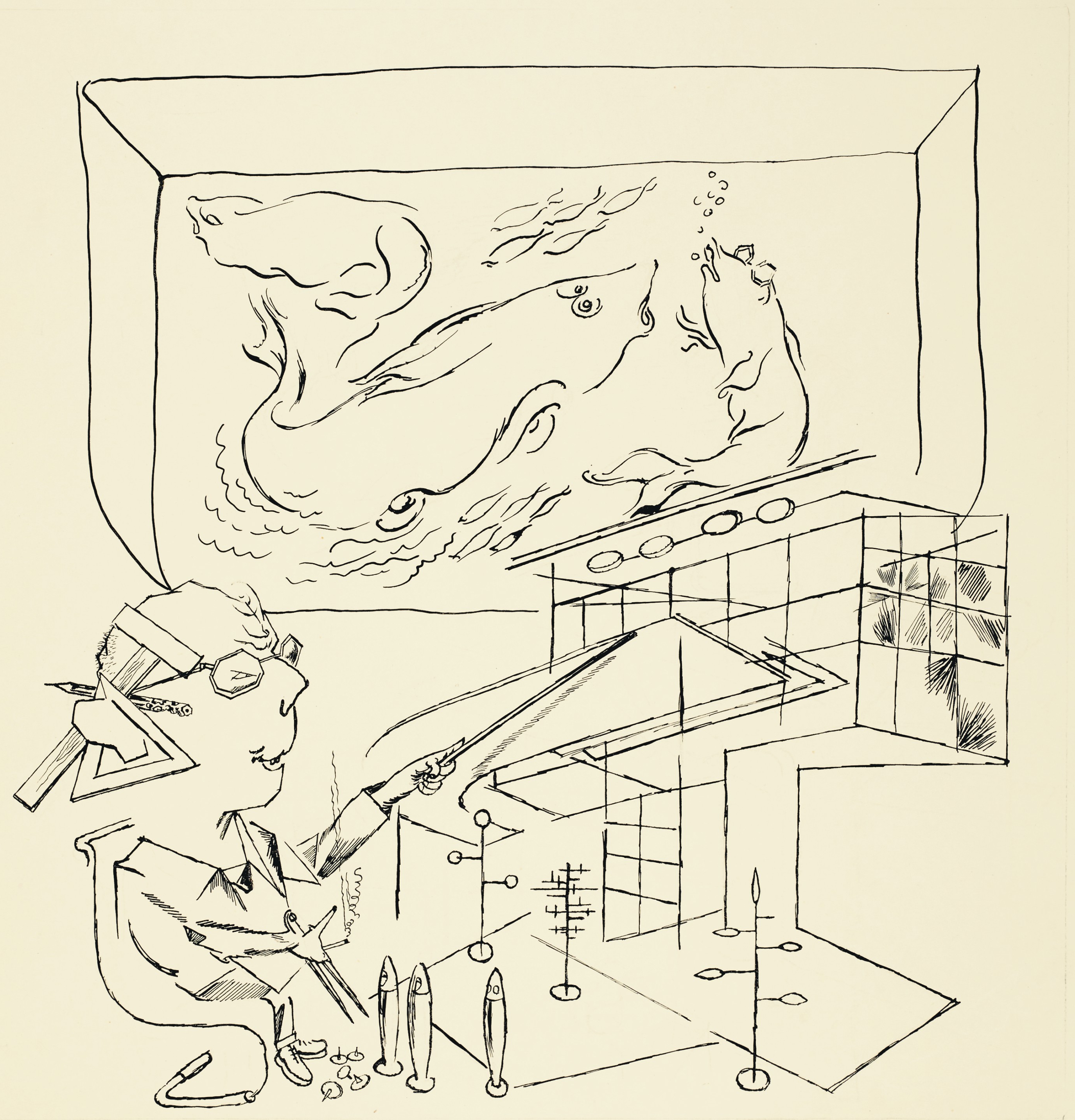 Artwork by George Grosz, Our Last Ghost, Made of pen and brush and India ink on paper