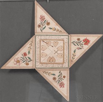 Watercolor Valentine - American School, 19th Century