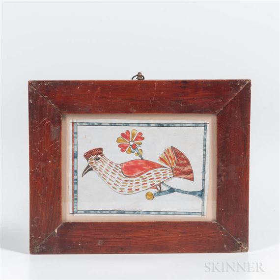 Polychrome Bird on a Branch by American School, 19th Century, Mid-19th Century