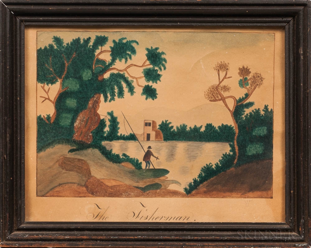 Artwork by American School, 19th Century, The Fisherman, Made of Watercolor on paper