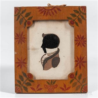 Hollow-cut and Watercolor Silhouette Portrait of a Gentleman - American School, 19th Century